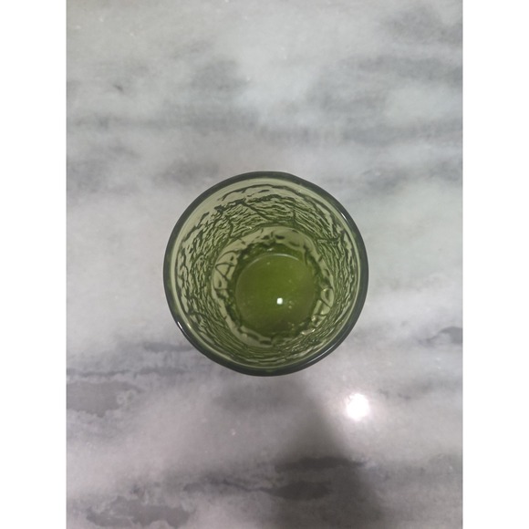 Anchor Hocking Rainflower Avocado Green Glass, Vintage 4" Water Glass, MCM Decor - Picture 6 of 9